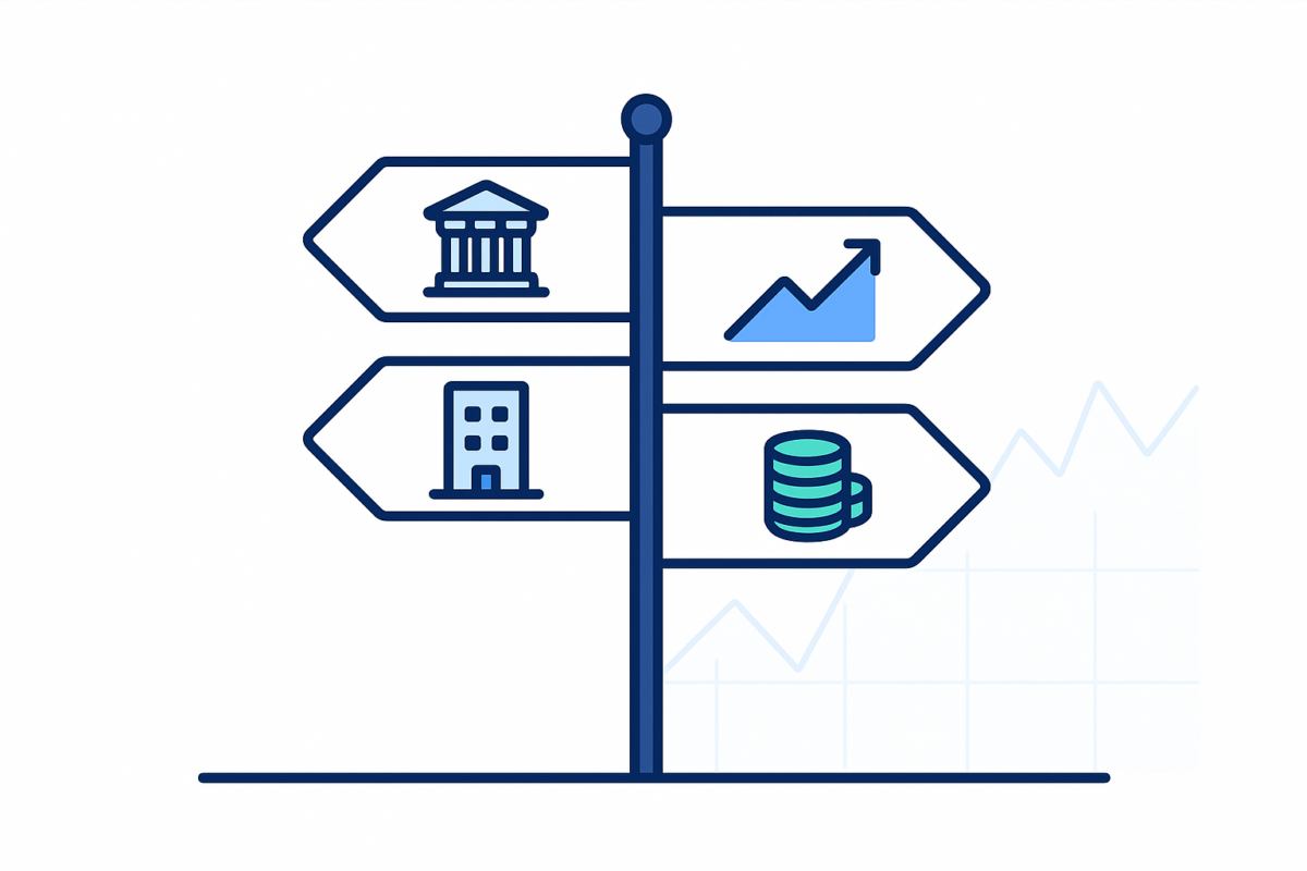 Ilustración sobre dónde invertir dinero: comparar activos y alternativas
