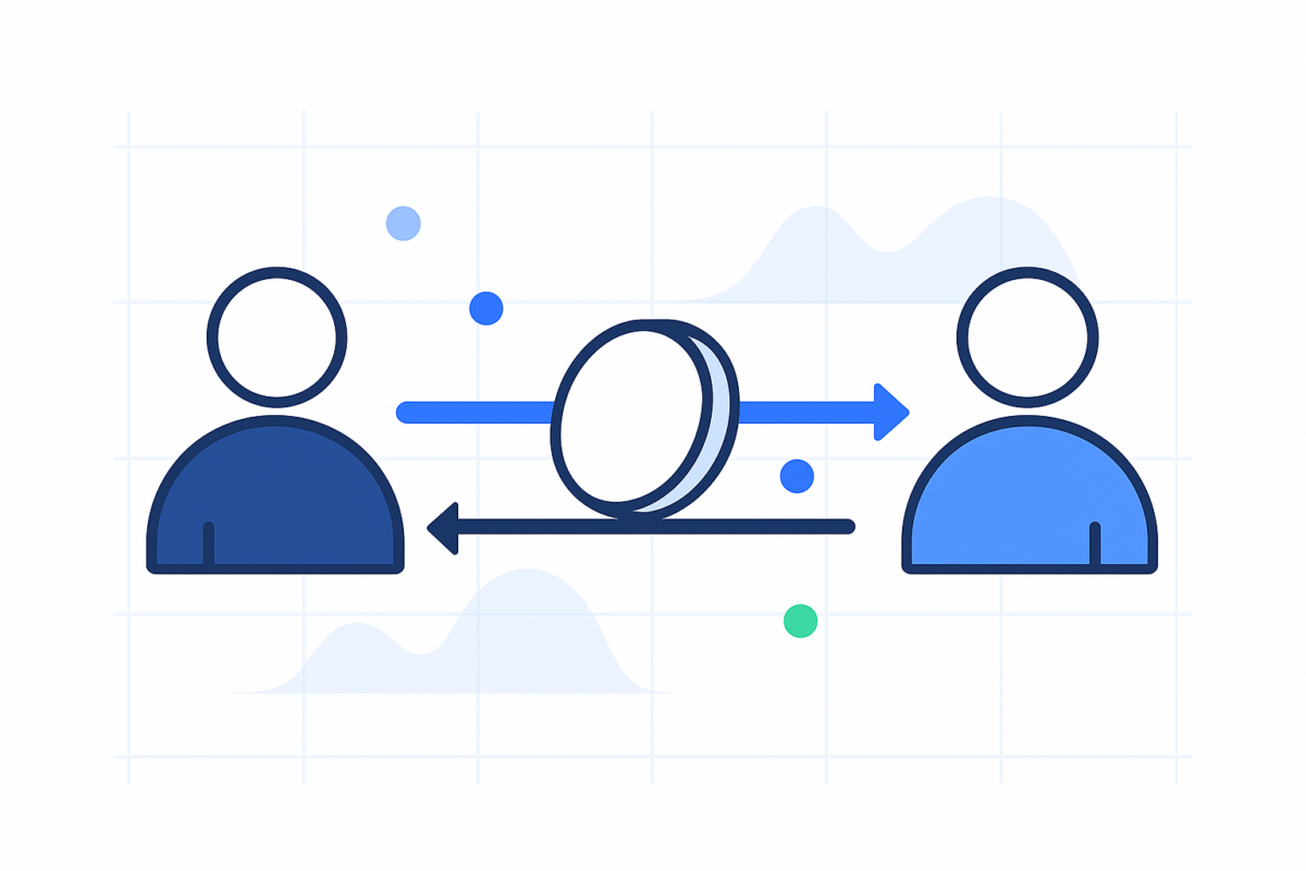 Ilustración de préstamos P2P: inversión peer-to-peer entre personas